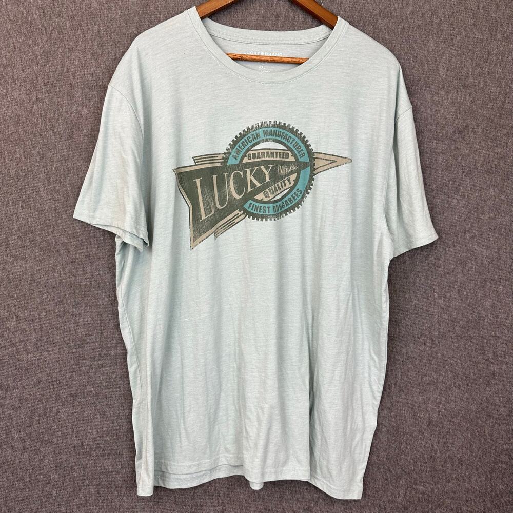 Lucky Brand Light Blue Graphic Tee Men’s sz XXL NWOT Lightweight Comfort Casual